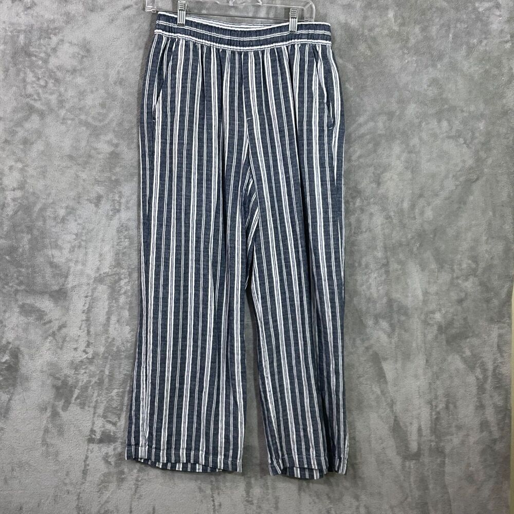 Old Navy Linen Blend Striped Wide Leg Pants women’s S blue & white high rise